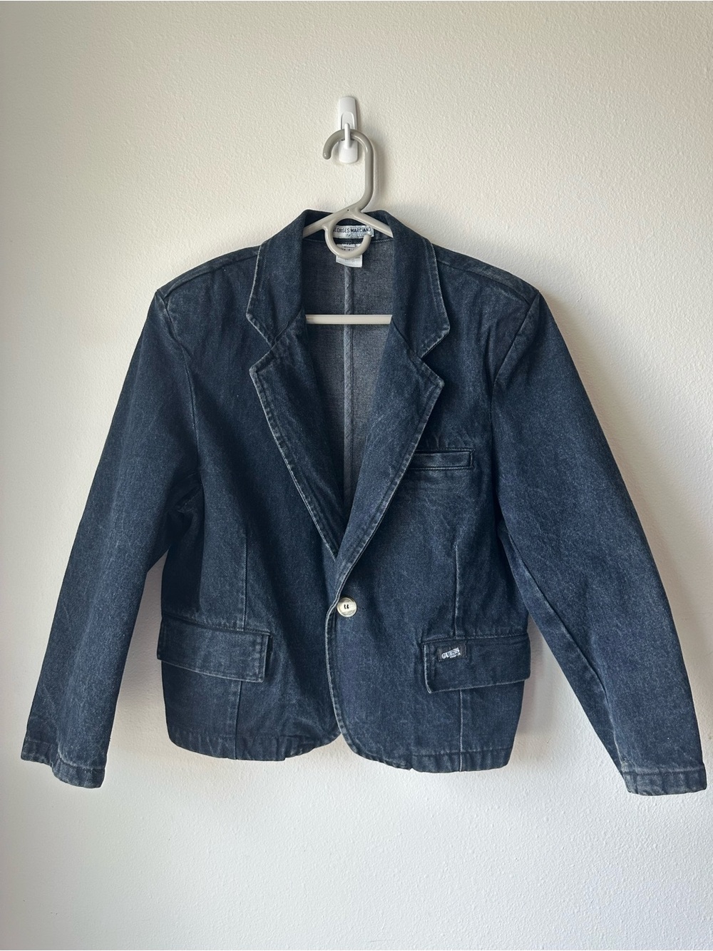 Vintage 80s Georges Marciano for GUESS Denim Blazer Jacket Dark Wash - Size M